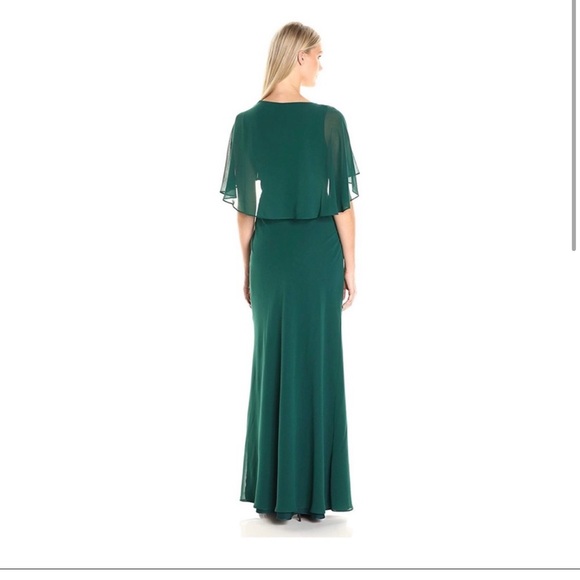 Erin Featherston Hunter Emerald Forest Green Chiffon Maxi Gown Size 6 New w/ tag - Picture 2 of 6
